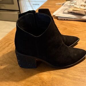 Black Ankle Boots with Glitter Heel